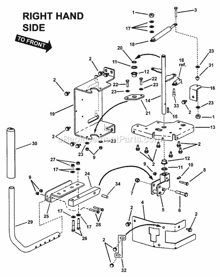 Twin Stick Control Assembly (RH) Diagram and Parts List for NZM27612KH  Snapper Lawn Tractor