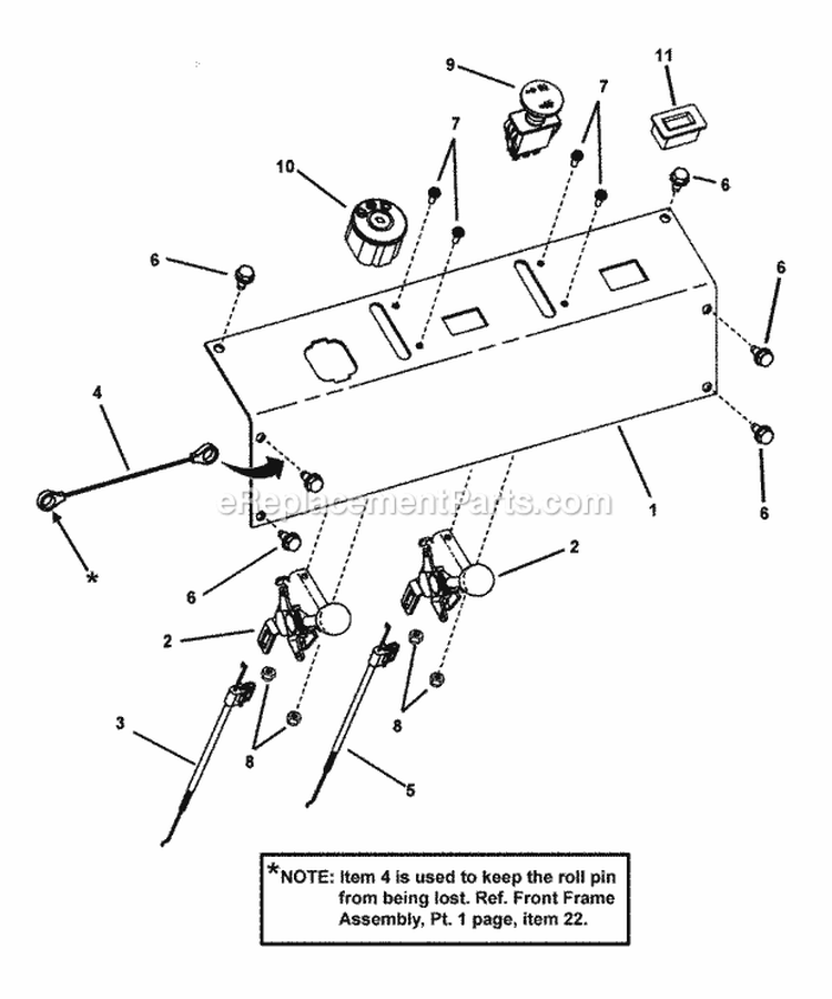 Control Panel Assembly Diagram and Parts List for NZM27612KH  Snapper Lawn Tractor