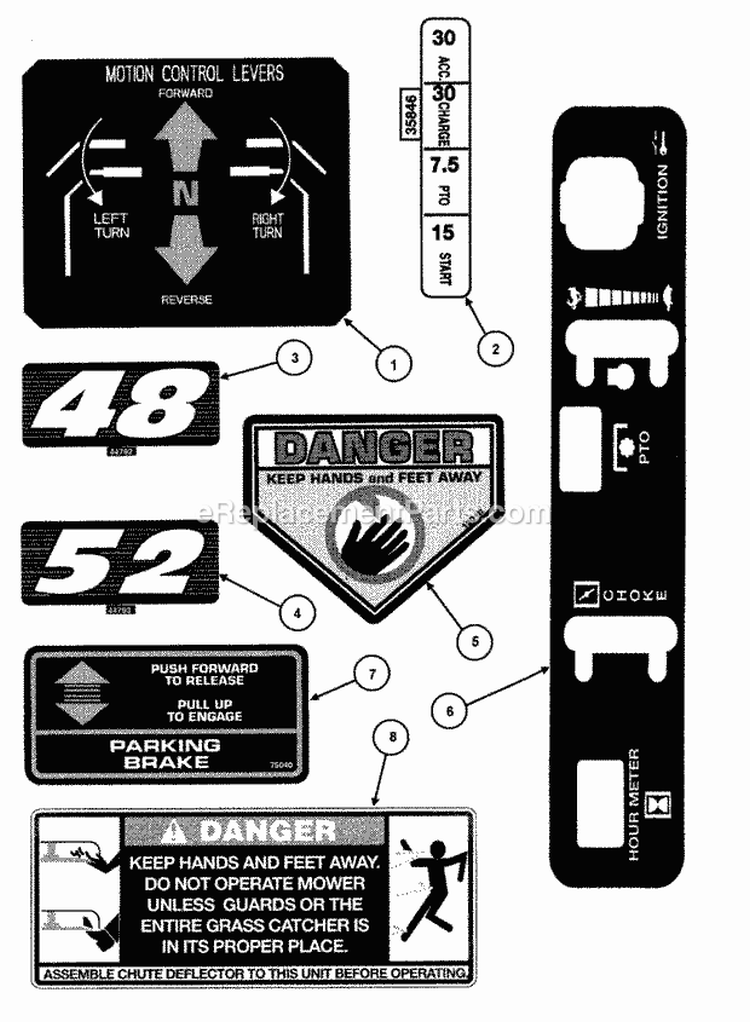 Decals Diagram and Parts List for NZM27612KH  Snapper Lawn Tractor