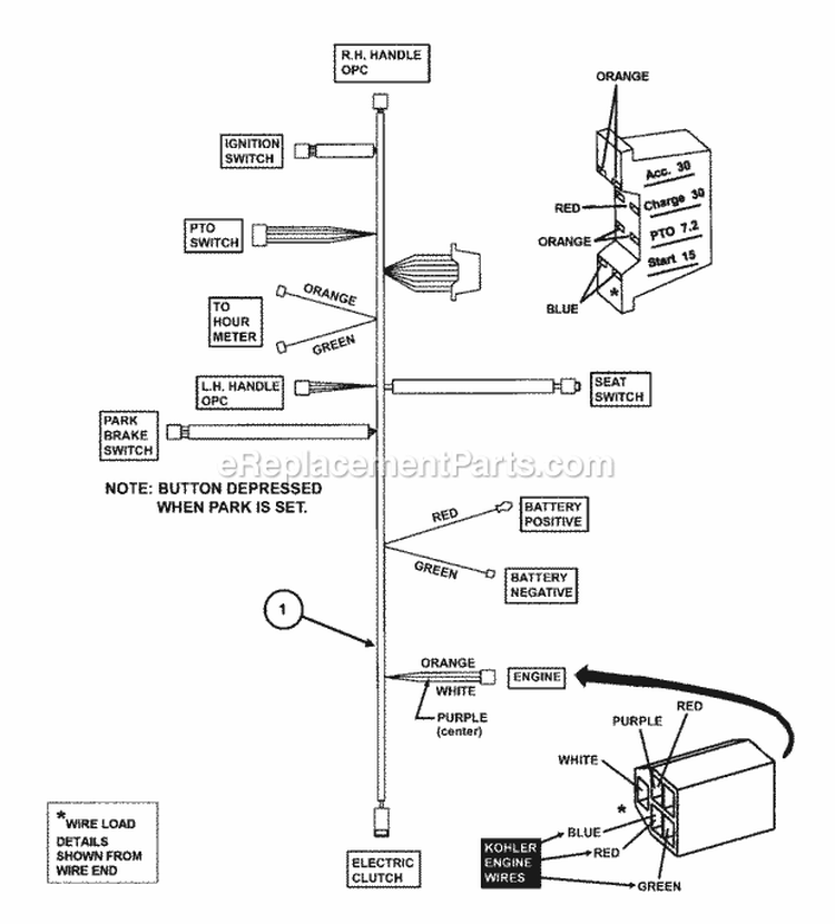 Wiring Harness (Kohler Engines) Diagram and Parts List for NZM27613KH  Snapper Lawn Tractor