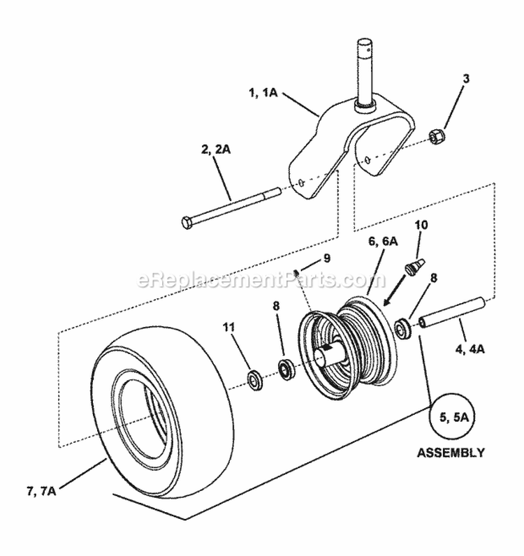Caster Wheel Assembly Diagram and Parts List for NZM25613KWV  Snapper Lawn Tractor