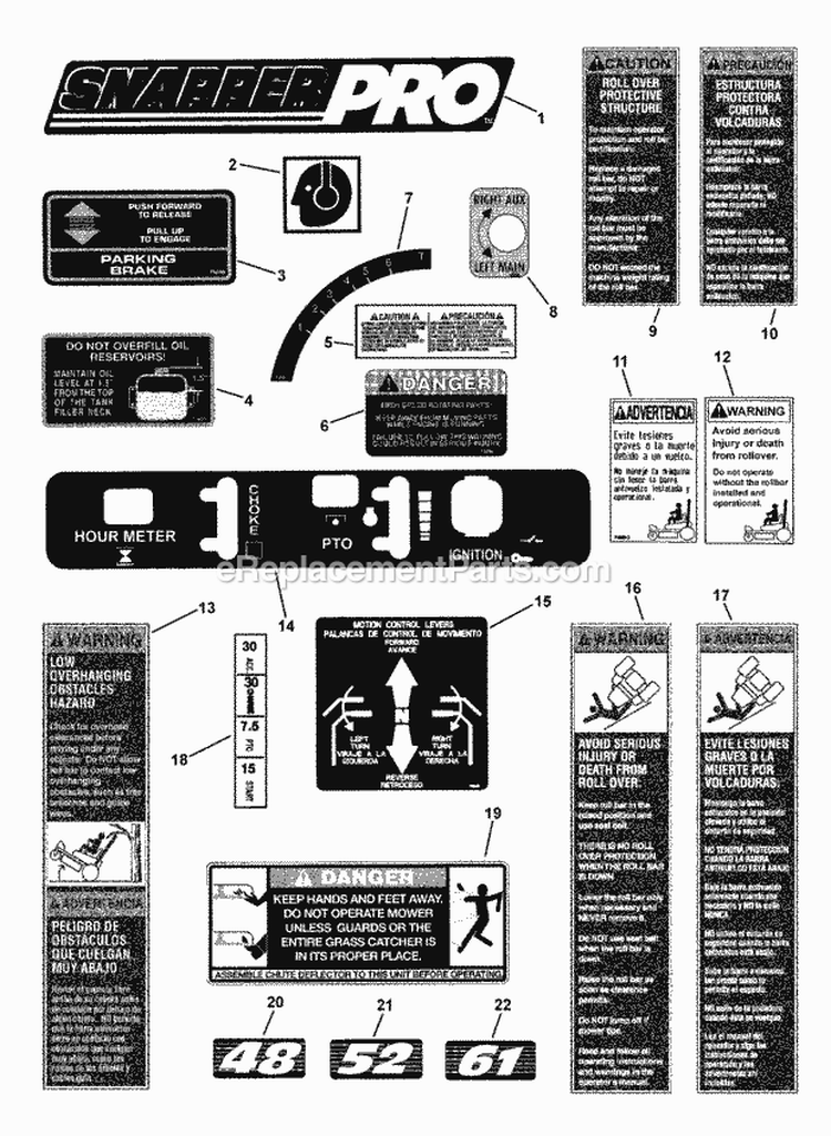 Decals Diagram and Parts List for NZM25613KWV  Snapper Lawn Tractor