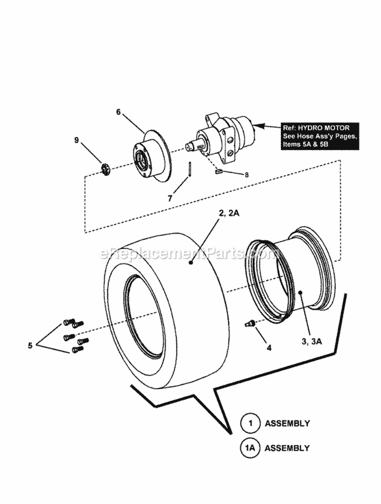 Drive Tire  Wheel Assembly Diagram and Parts List for NZM25613KWV  Snapper Lawn Tractor