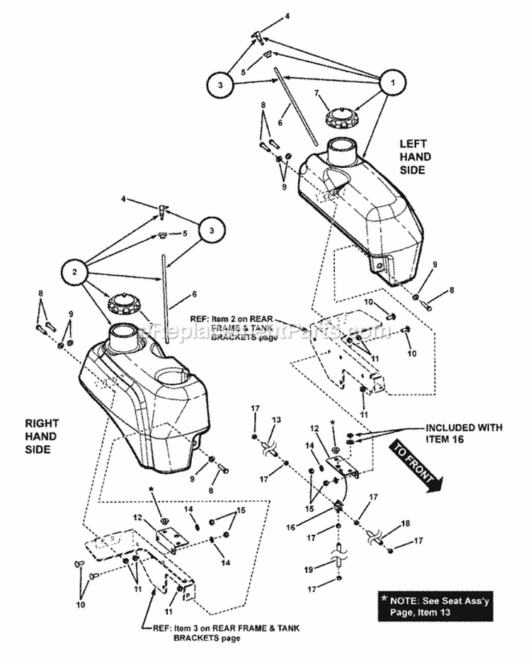 Fuel Tank Assembly (Series 1) Diagram and Parts List for NZMJ25611KH  Snapper Lawn Tractor