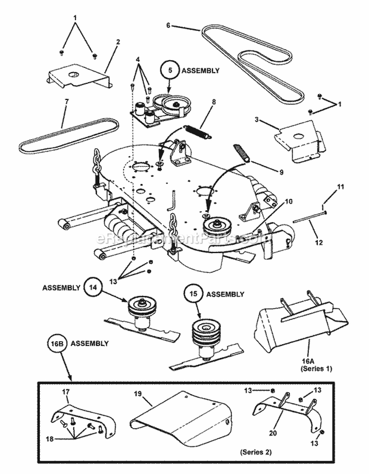 52 Cutting Deck Assembly Pt2 Diagram and Parts List for NZMJ25611KH  Snapper Lawn Tractor