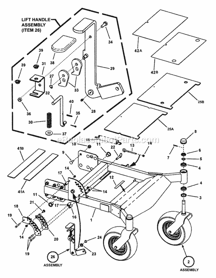 Front Frame Assembly Pt1 Diagram and Parts List for NZMJ25611KH  Snapper Lawn Tractor