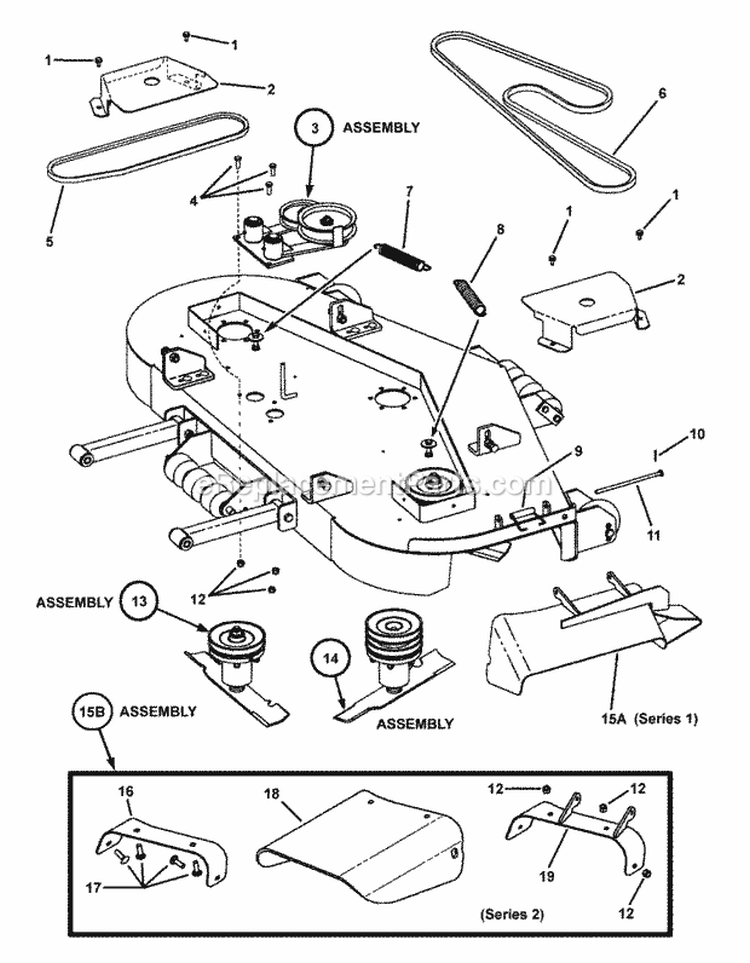 61 Cutting Deck Assembly Pt2 Diagram and Parts List for NZMJ25611KH  Snapper Lawn Tractor