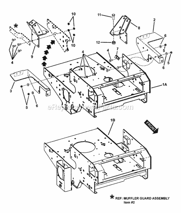 Rear Frame  Tank Brackets Diagram and Parts List for NZMJ25612KH  Snapper Lawn Tractor