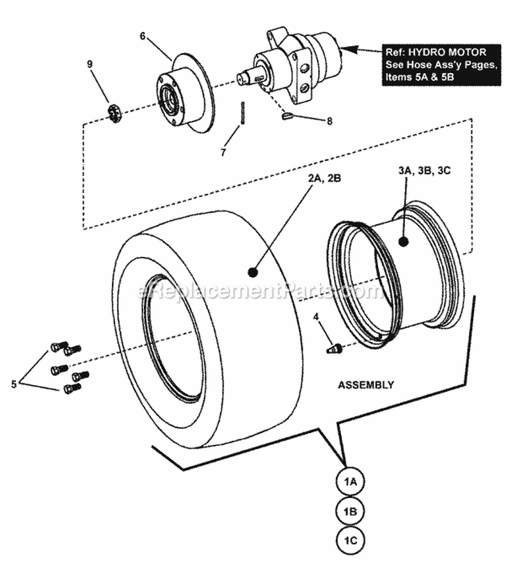 Drive Tire  Wheel Assembly Diagram and Parts List for NZMJ25611KH  Snapper Lawn Tractor