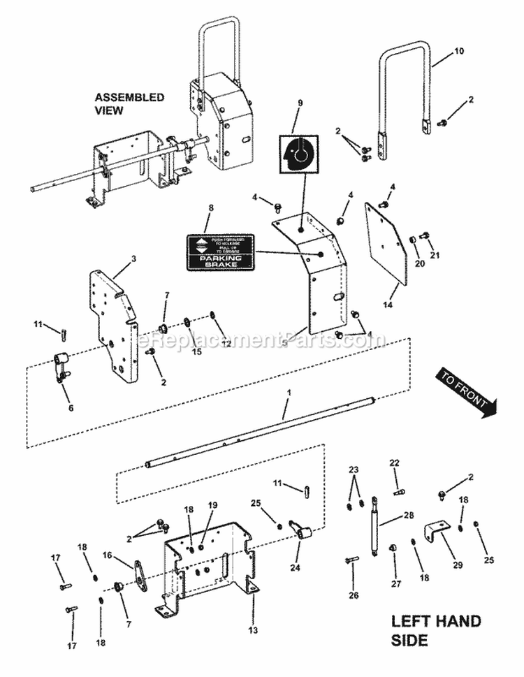 Joystick Control Assembly (L H Side) Diagram and Parts List for NZMJ25613KH  Snapper Lawn Tractor