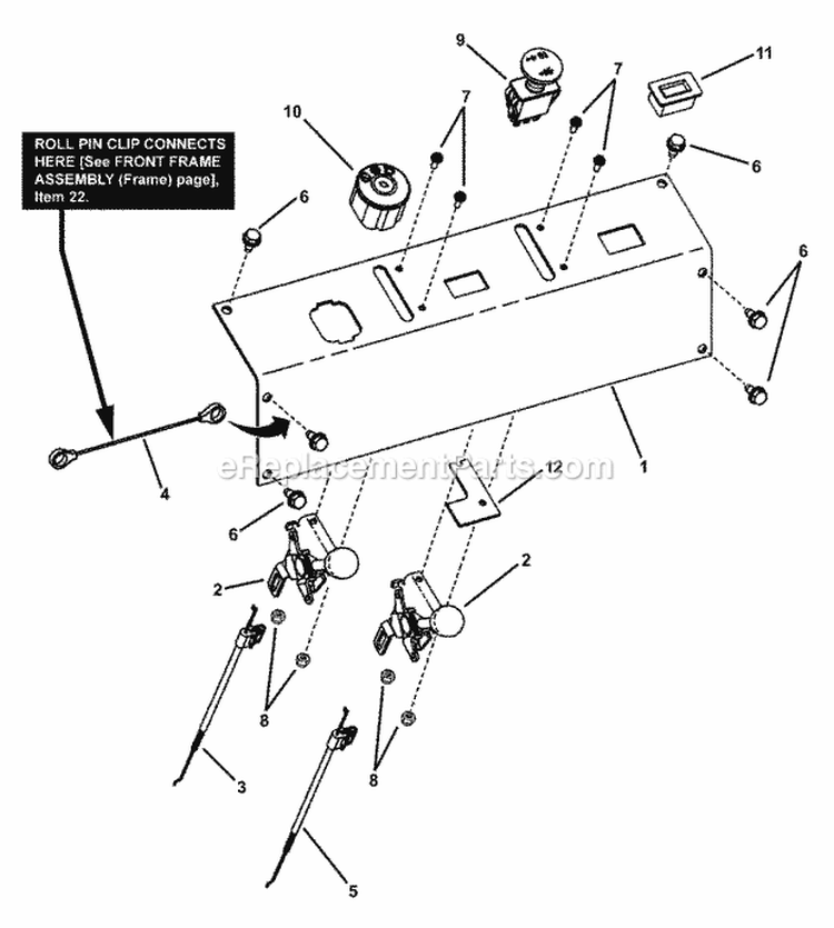 Control Panel Assembly Diagram and Parts List for NZM25613KWV  Snapper Lawn Tractor