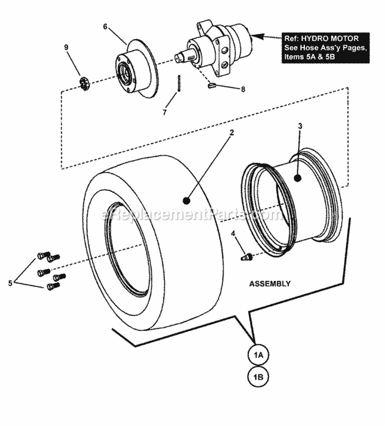 Drive Tire  Wheel Assembly Diagram and Parts List for NZMJ25613KH  Snapper Lawn Tractor