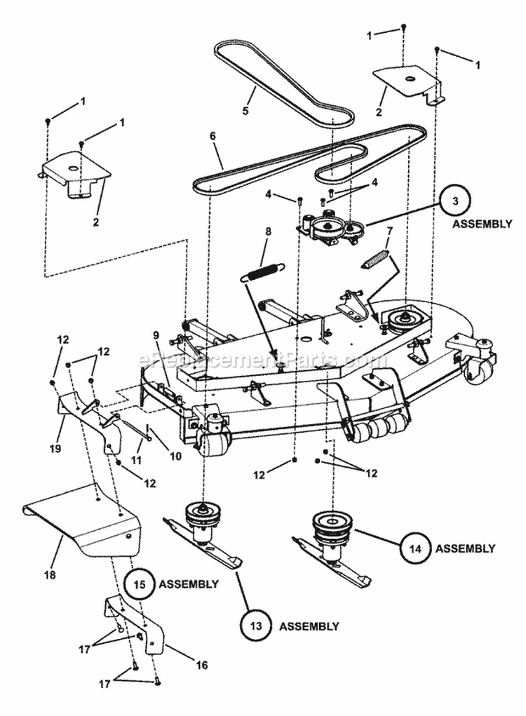 61 Cutting Deck Assembly (Final Assy) Diagram and Parts List for NZMXL30614KH  Snapper Lawn Tractor