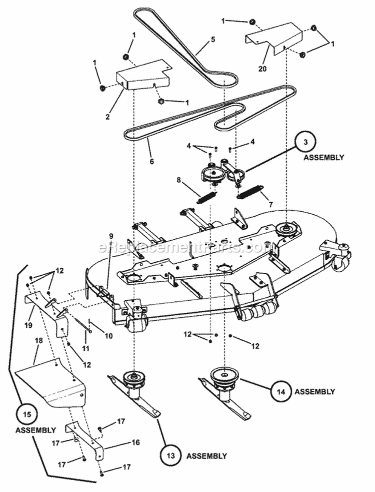 73 Cutting Deck Assembly (Final Assy) Diagram and Parts List for NZMXL32734BV  Snapper Lawn Tractor