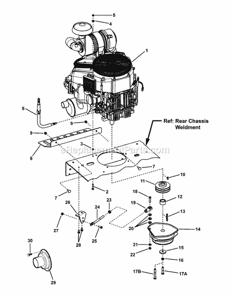 Engine Group Diagram and Parts List for NZMXL30614KH  Snapper Lawn Tractor