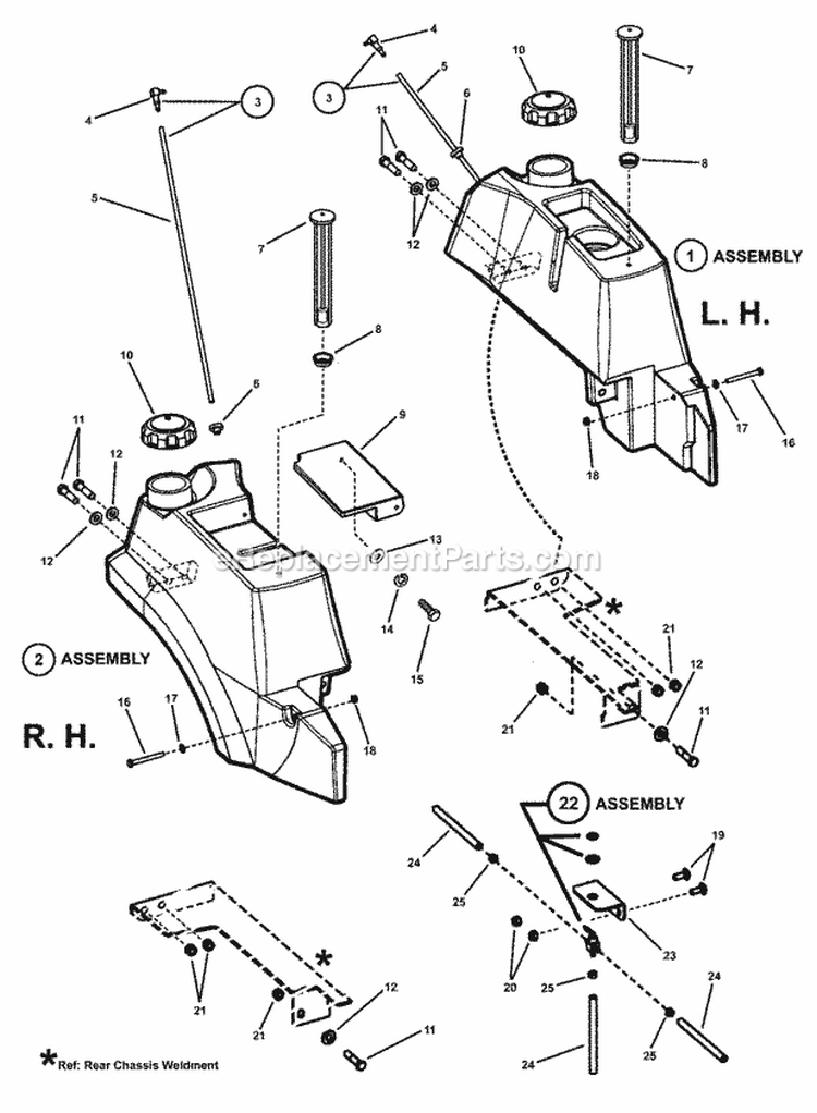 Fuel Tank Assembly Diagram and Parts List for NZMXL30614KH  Snapper Lawn Tractor