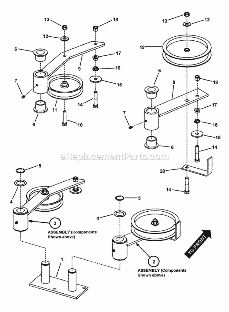 Idler Assembly (73 Deck) Diagram and Parts List for NZMXL32734BV  Snapper Lawn Tractor