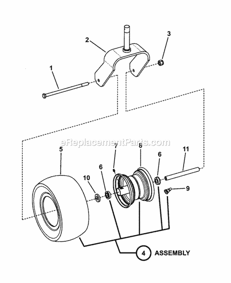 Caster Wheel Assembly Diagram and Parts List for NZMXL30614KH  Snapper Lawn Tractor