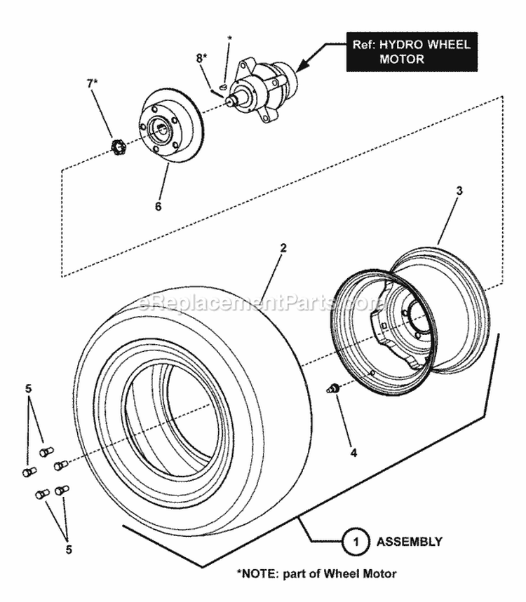 Drive Tire  Wheel Assembly Diagram and Parts List for NZMXL30614KH  Snapper Lawn Tractor