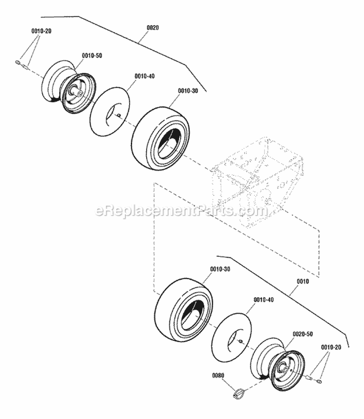 Wheel  Tire Group Diagram and Parts List for P1738EX 1695677 Snapper Snow Blower