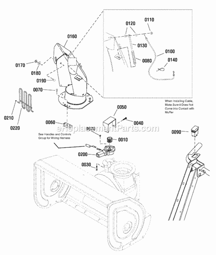 Chute  Rotation Group Diagram and Parts List for P1738EX 1695677 Snapper Snow Blower