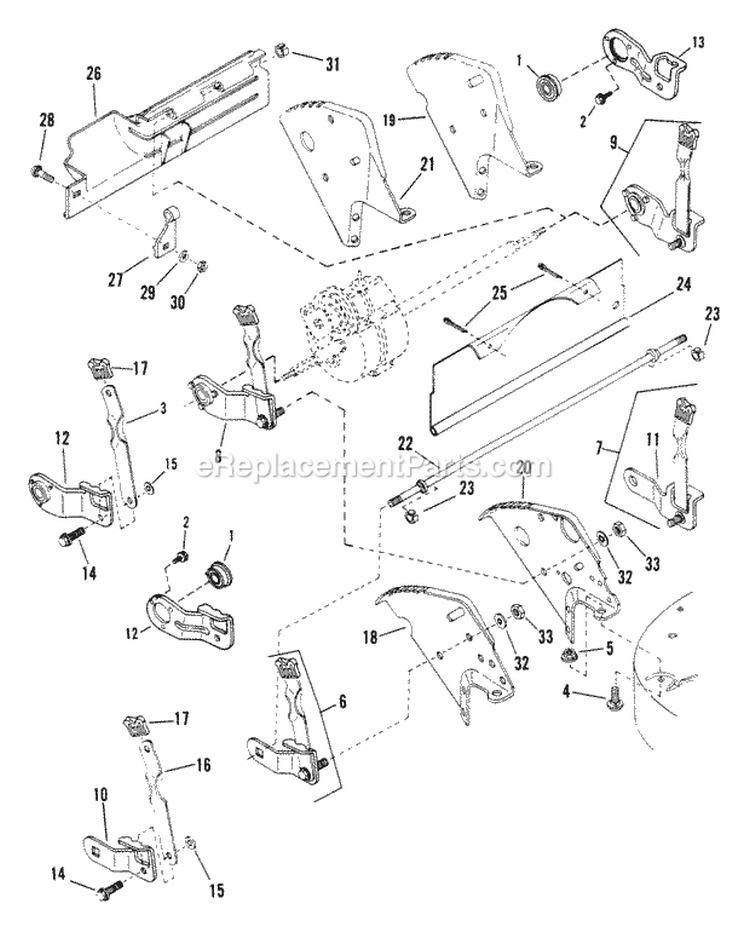 Rear Wheel Brackets Latches Diagram and Parts List for 21406T-2  Snapper Lawn Mower