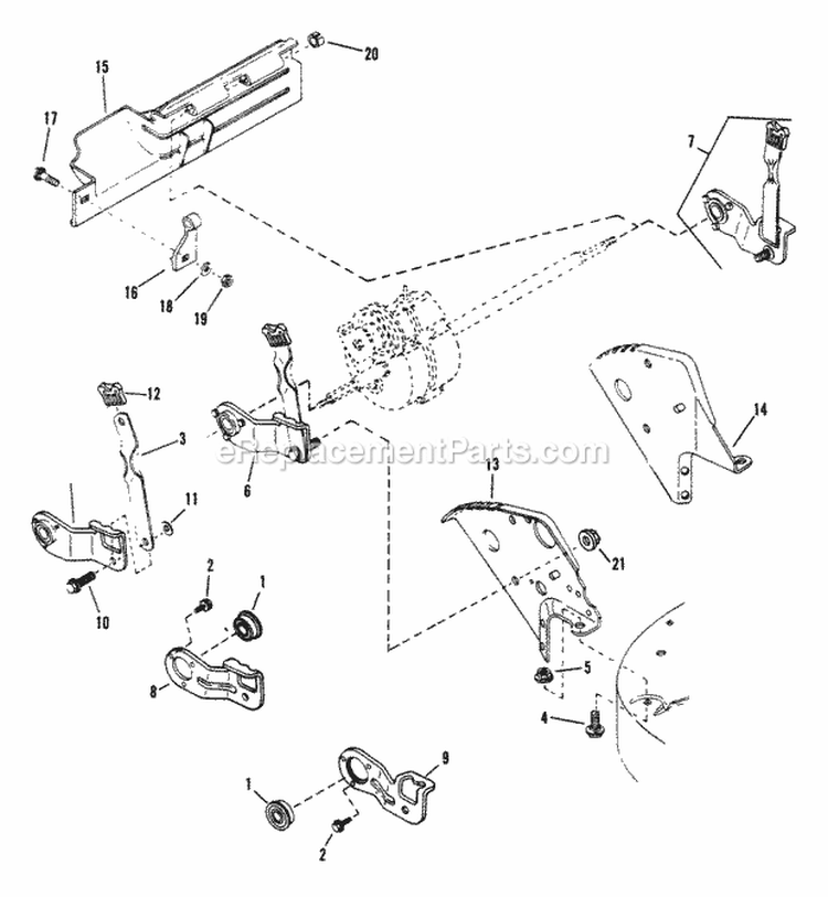 Rear Wheel Brackets Latches Diagram and Parts List for P21558BV  Snapper Lawn Mower