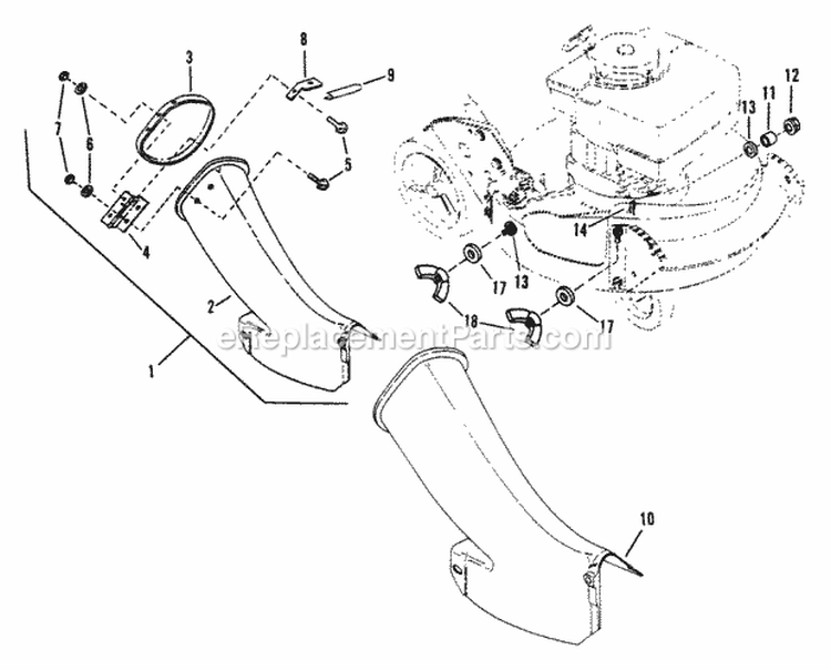 Side Chute Adapter Diagram and Parts List for P21558BV  Snapper Lawn Mower