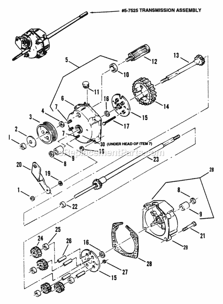 Transmission (Differential) Diagram and Parts List for P21558BV  Snapper Lawn Mower