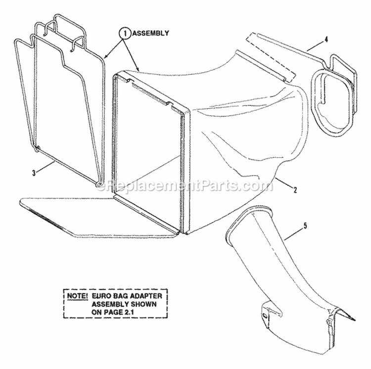 Accessory Grass Bag Diagram and Parts List for P21558BV  Snapper Lawn Mower