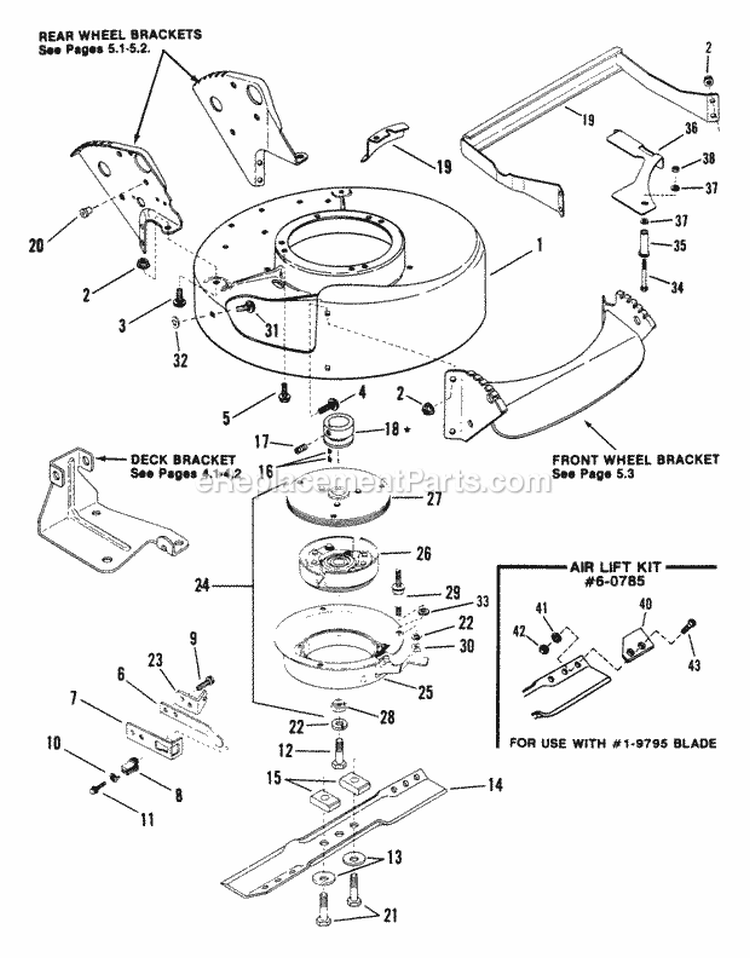 Cutting Deck Blade Interlock Diagram and Parts List for P21558BV  Snapper Lawn Mower
