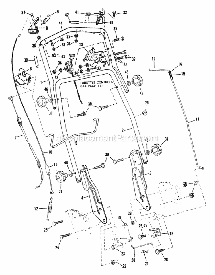 Handles  Controls Diagram and Parts List for P21558BV  Snapper Lawn Mower