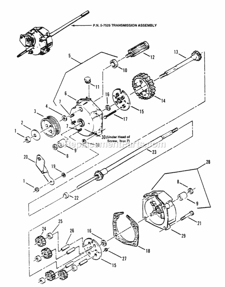 Transmission (Differential) Diagram and Parts List for PB21550V  Snapper Lawn Mower