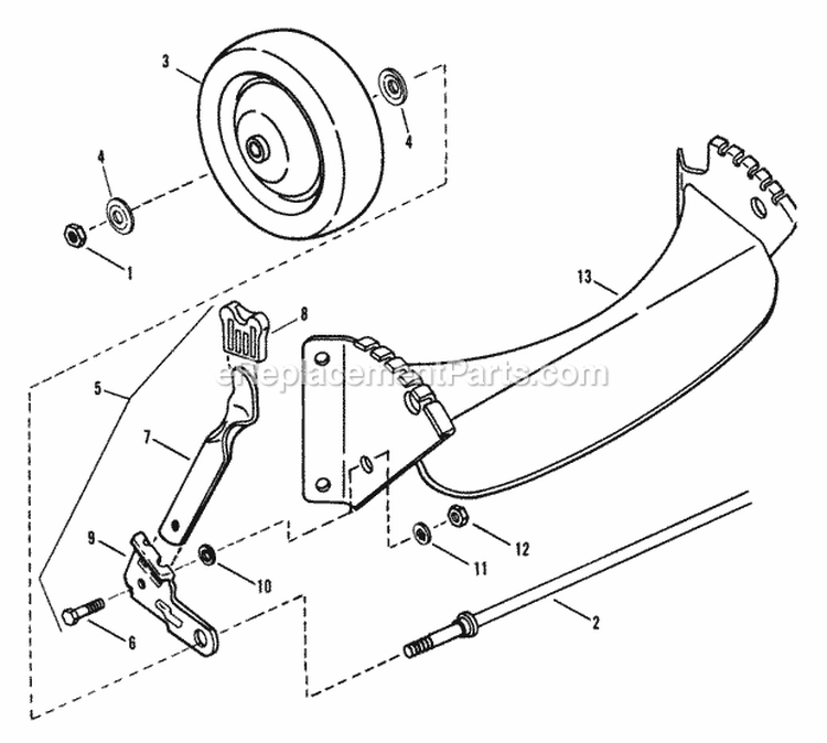 Front Wheels Bracket Latches Diagram and Parts List for PC21507B  Snapper Lawn Mower