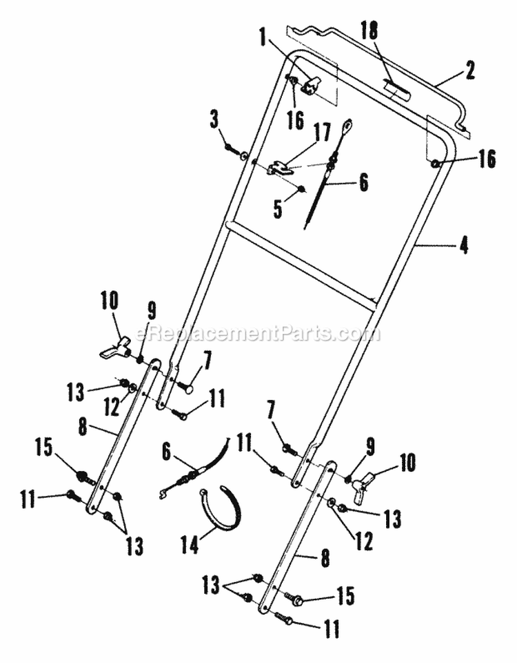 Handle Assembly Diagram and Parts List for PP5001  Snapper Dethatcher