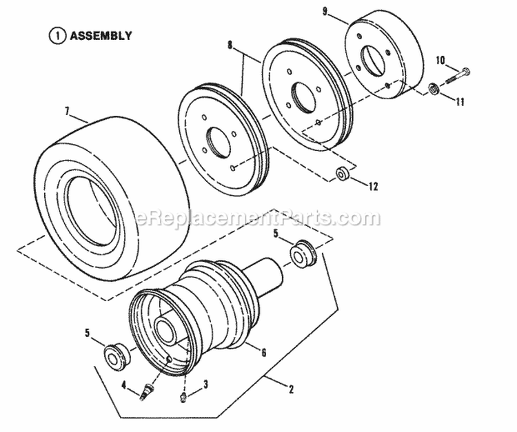 Traction Rear Wheel Assembly Diagram and Parts List for PL71401KV  Snapper Lawn Mower