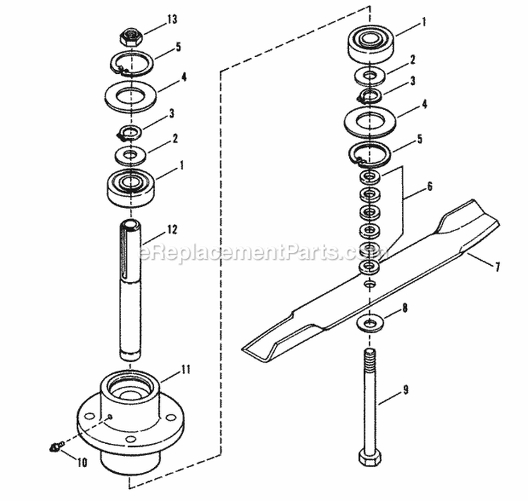 Cutter Housing Assembly Diagram and Parts List for PL71401KV  Snapper Lawn Mower