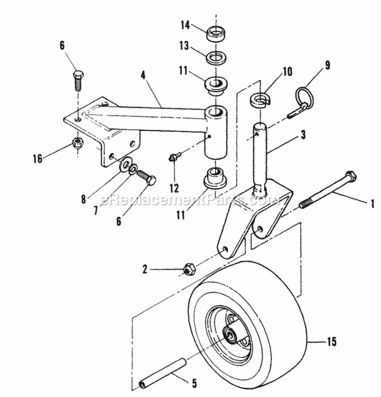 Caster Assembly Diagram and Parts List for PL7140KWV  Snapper Lawn Mower