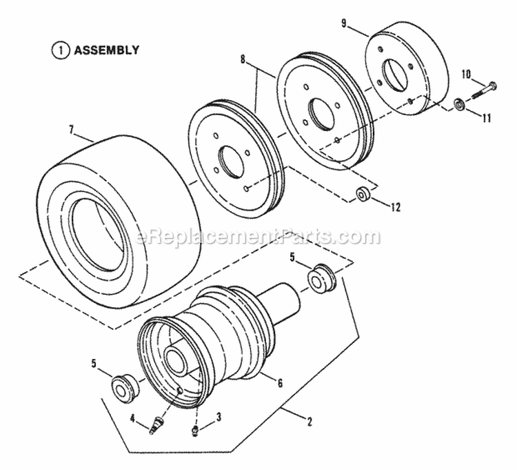 Traction Rear Wheel Assembly Diagram and Parts List for PL71404KWV  Snapper Lawn Mower