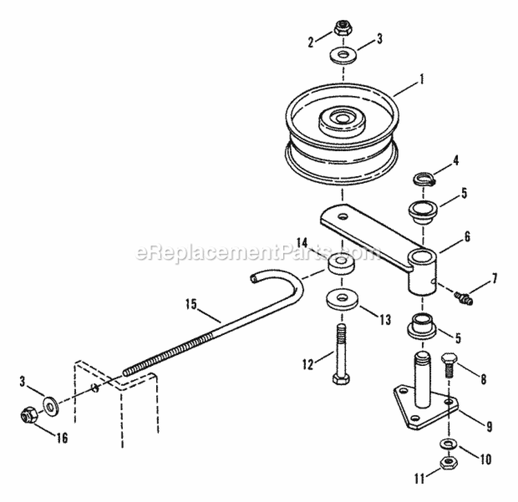 Deck Idler Assembly Diagram and Parts List for PL71404KWV  Snapper Lawn Mower
