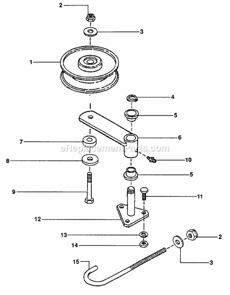 Blade Deck Idler Assembly Diagram and Parts List for PL7H1404KWV 80695 Snapper Lawn Mower