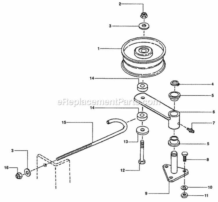 Deck Idler Assembly Diagram and Parts List for PL7H1404KWV 80695 Snapper Lawn Mower