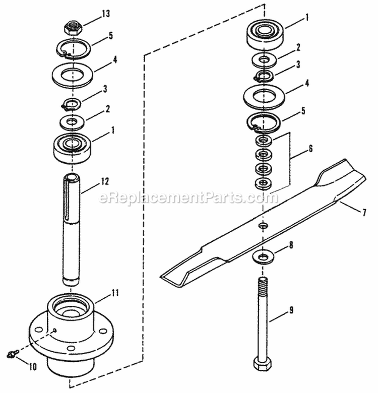 Cutter Housing Assembly Diagram and Parts List for PL7H1404KWV 80695 Snapper Lawn Mower