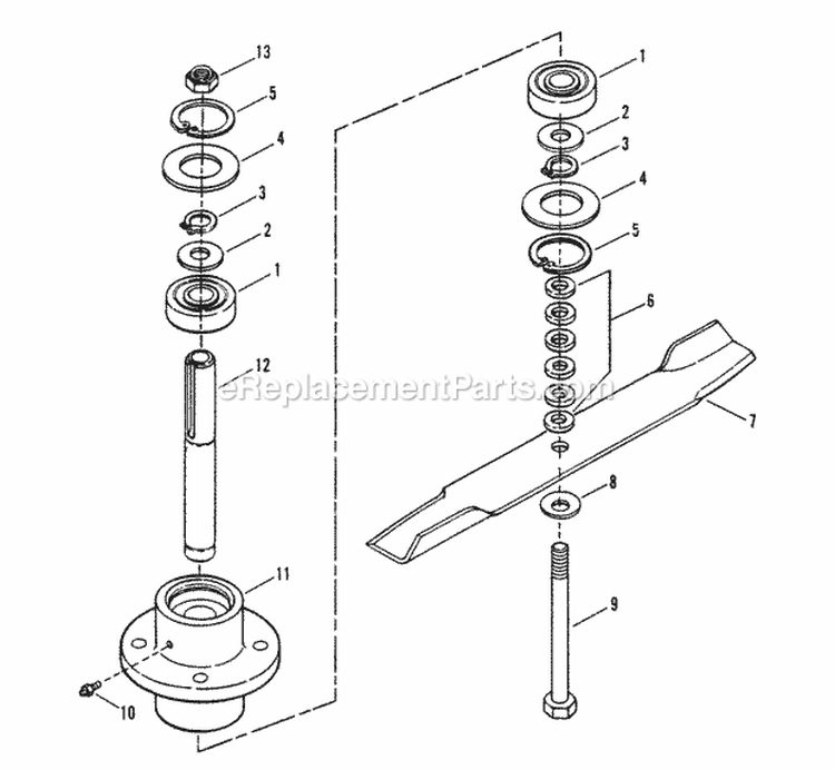 Cutter Housing Assembly (Manual Blade Engagement) Diagram and Parts List for PL7H140KW 80483 Snapper Lawn Mower