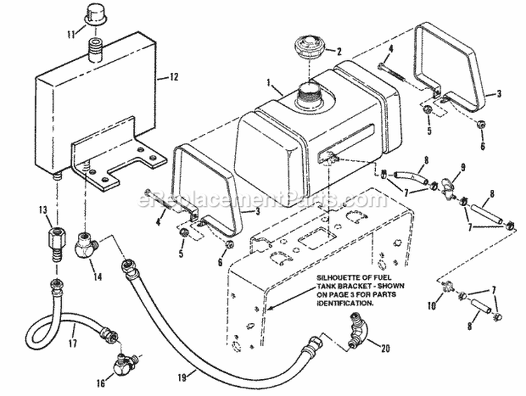 Fuel Tank Assembly Diagram and Parts List for PL7H140KW 80483 Snapper Lawn Mower