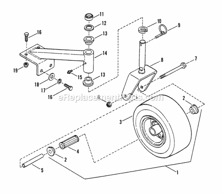 Caster Wheel  Tire Assembly Diagram and Parts List for PL7H140KW 80483 Snapper Lawn Mower
