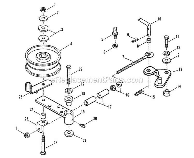 Deck Idler Assembly (Manual Blade) Diagram and Parts List for PL7H140KW 80483 Snapper Lawn Mower