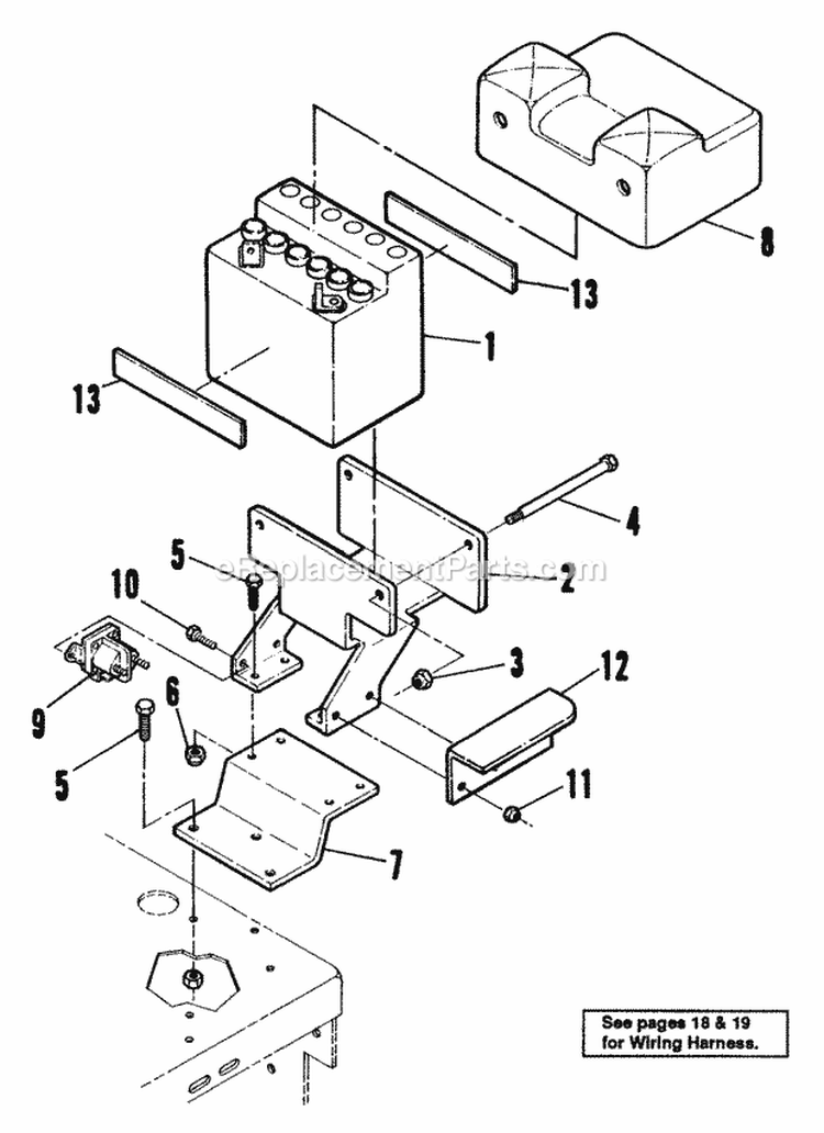 Battery  Battery Mount Assembly Diagram and Parts List for PL8140KVE  Snapper Lawn Mower