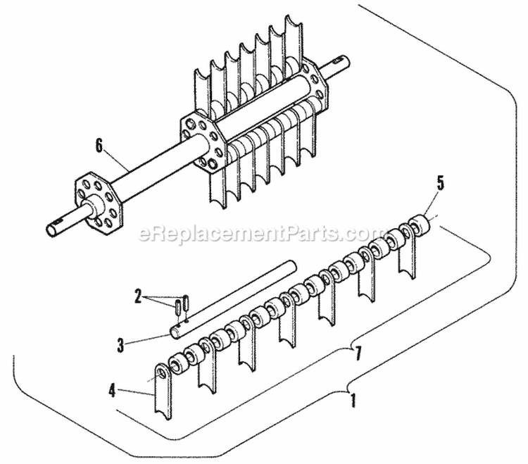 Raking Shaft Assembly Diagram and Parts List for PR5001  Snapper Dethatcher