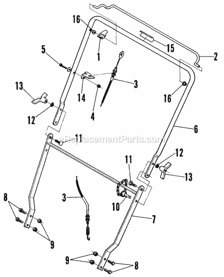 Handle Assembly Diagram and Parts List for PR5001  Snapper Dethatcher